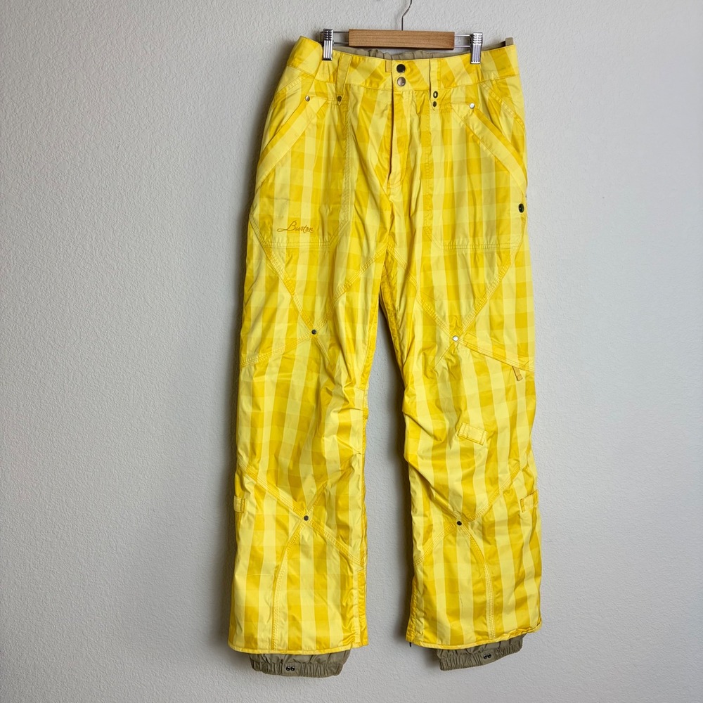 Burton Cruiser Insulated Snow Pants Mens Large Yellow Plaid Ski Snowboard